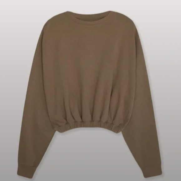 NWOT OAK + FORT Soft Knit Top in Melange Caramel - Picture 1 of 6